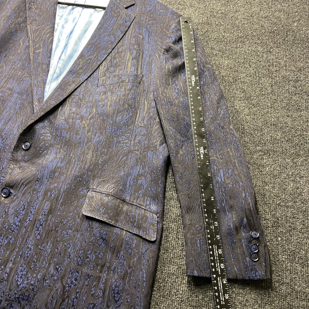 Robert Graham Mens Blue Black Jacquard Sport Coat Blazer US 50 EU 60 1JD5U0 - Picture 4 of 13